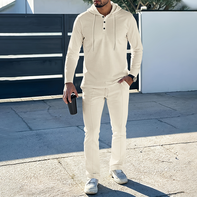 Herren-Trainingsanzug mit Kapuze, einfarbig, 2-teilig