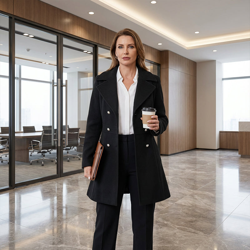 Lässiger A-Linien-Mantel mit Doppelreiher für Damen