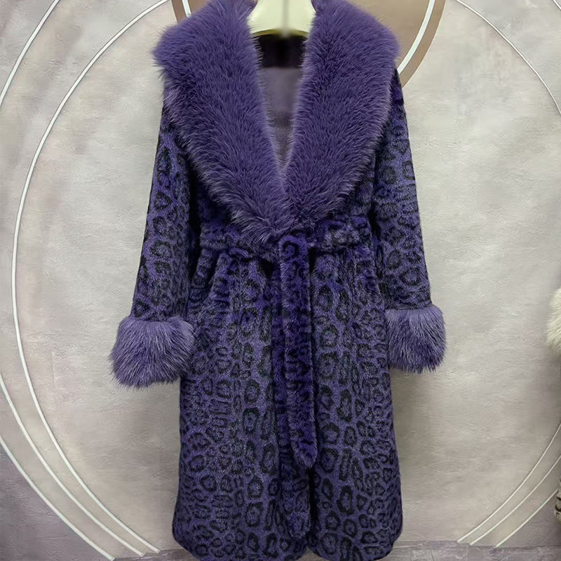 ✨🎅Weihnachtsangebote – Nur für kurze Zeit!⏰Damens Leopardenmuster-Mantel aus kuscheligem Kunstpelz mit Gürtel🧥