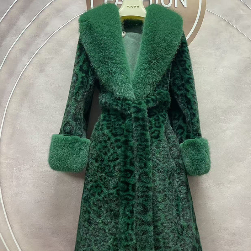 ✨🎅Weihnachtsangebote – Nur für kurze Zeit!⏰Damens Leopardenmuster-Mantel aus kuscheligem Kunstpelz mit Gürtel🧥