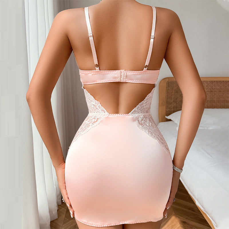 💕Sexy Spitzen-Spaghettiträgerkleid mit String, 2-teiliges Set