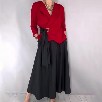 🔥🎉Modisches Oberteil und einfarbiger Rock für Damen, zweiteiliges Set