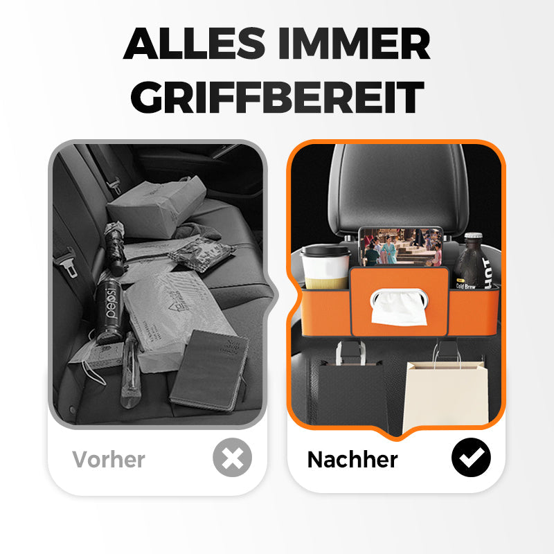 🎒 50% RABATT! 🚗 Multifunktionale Rücksitz-Aufbewahrungsbox – Mehrere Fächer, Stabil & Platzsparend 🧳