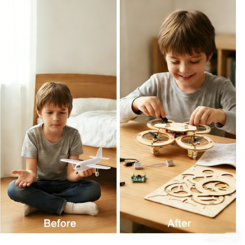 ✈️ 50% RABATT! DIY-Holz-Drohnen-Bausatz für Kinder – Höhenstabilisierung, stabile Fernsteuerung & erhöhte Sicherheit! 🎁🚁