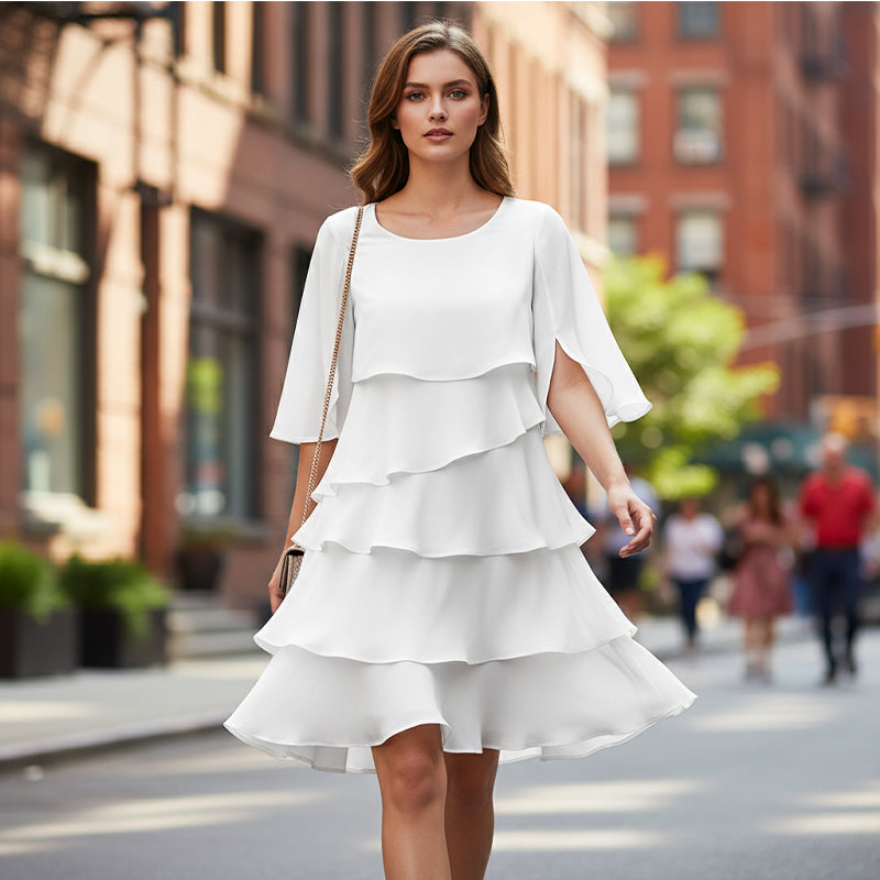 🎁 50 % RABATT! Elegantes, mehrlagiges Rüschenkleid für Damen – Müheloser Stil für jeden Anlass 💃