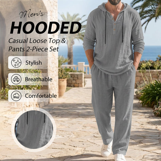 📢📢60 % Rabatt!! ⏰Herren Kapuze Casual Loose Top & Hose 2-teiliges Set