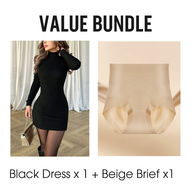 Damen-Strickkleid mit Rippenstruktur und figurbetonter Passform