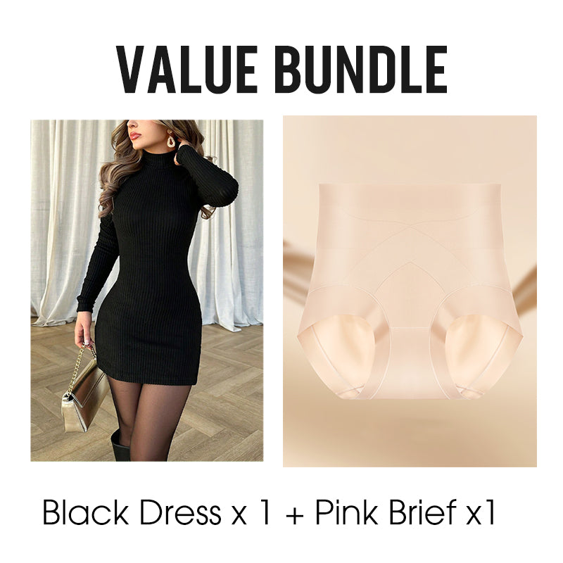 Damen-Strickkleid mit Rippenstruktur und figurbetonter Passform