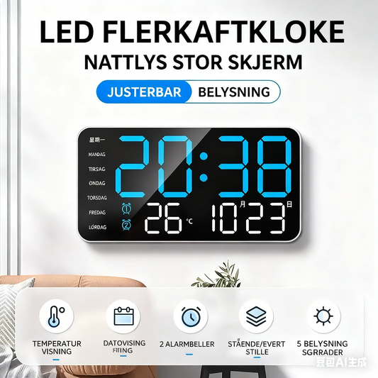 📢📢50 % RABATT !! ⏰Multifunktionale dekorative LED-Digital-Wanduhr，Die grenzenlose Digitaluhr für das moderne norwegische Zuhause