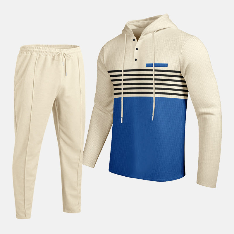 📢📢49% Rabatt!! ⏰ Herren-Trainingsanzug mit Kapuze und Farbblock-Design 👖