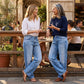 📢Mühelos schicke, locker sitzende Jeans mit weitem Bein