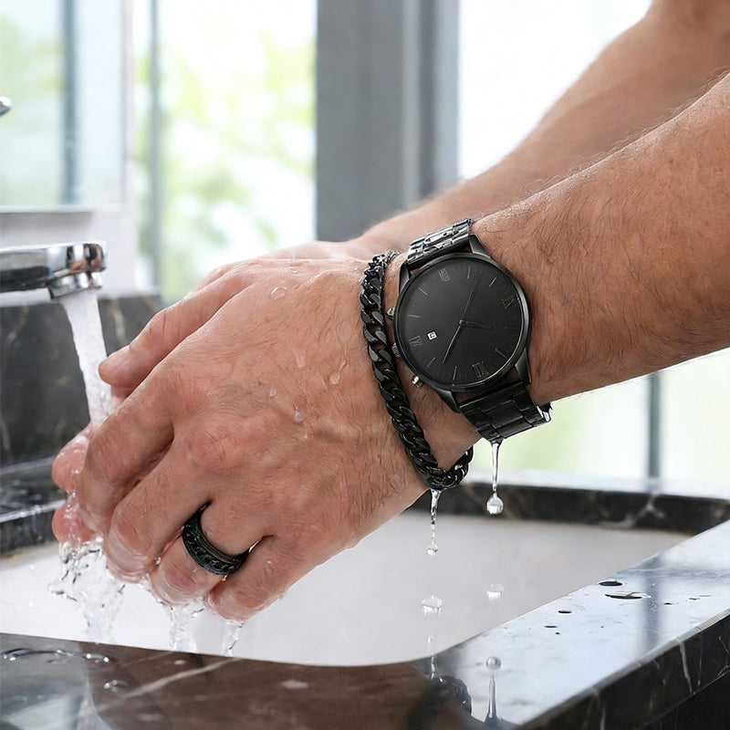 Dreiteiliges Geschenkset für Herren: Uhr + Halskette + Armband