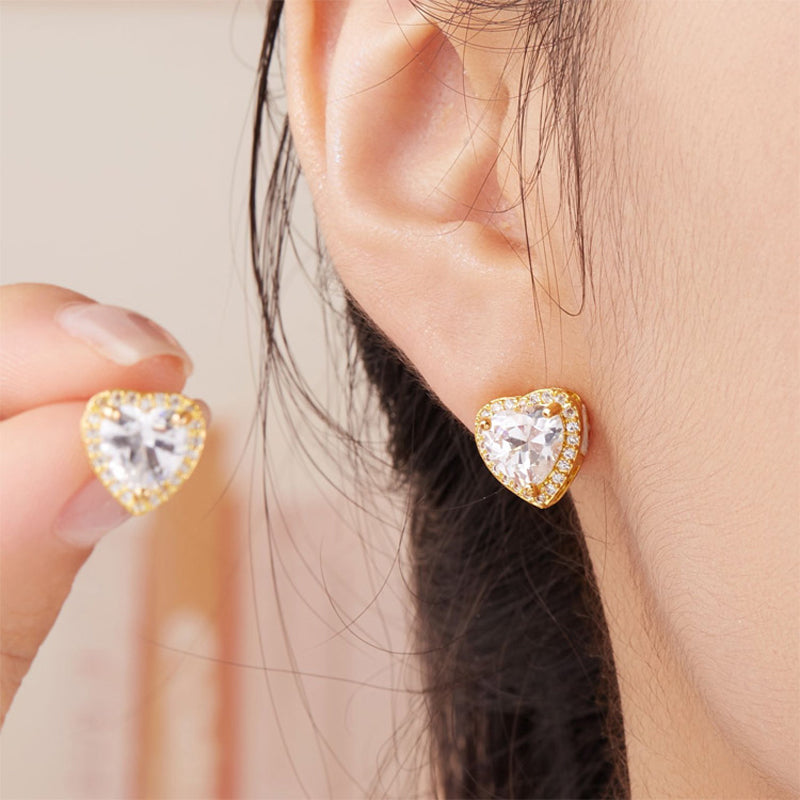 Herzförmiges Kristall-Schmuckset mit Halskette & Ohrsteckern