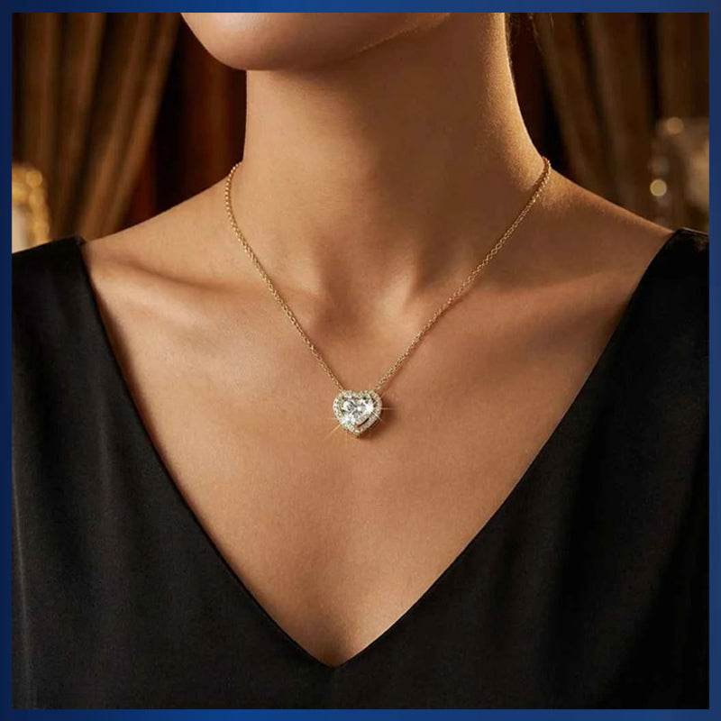 Herzförmiges Kristall-Schmuckset mit Halskette & Ohrsteckern