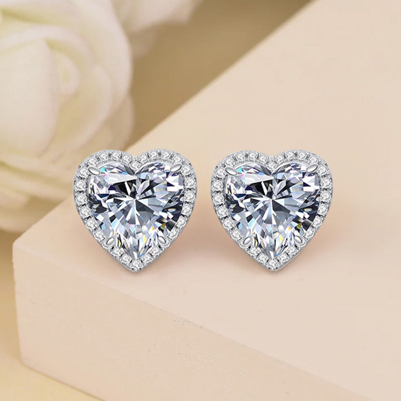 Herzförmiges Kristall-Schmuckset mit Halskette & Ohrsteckern