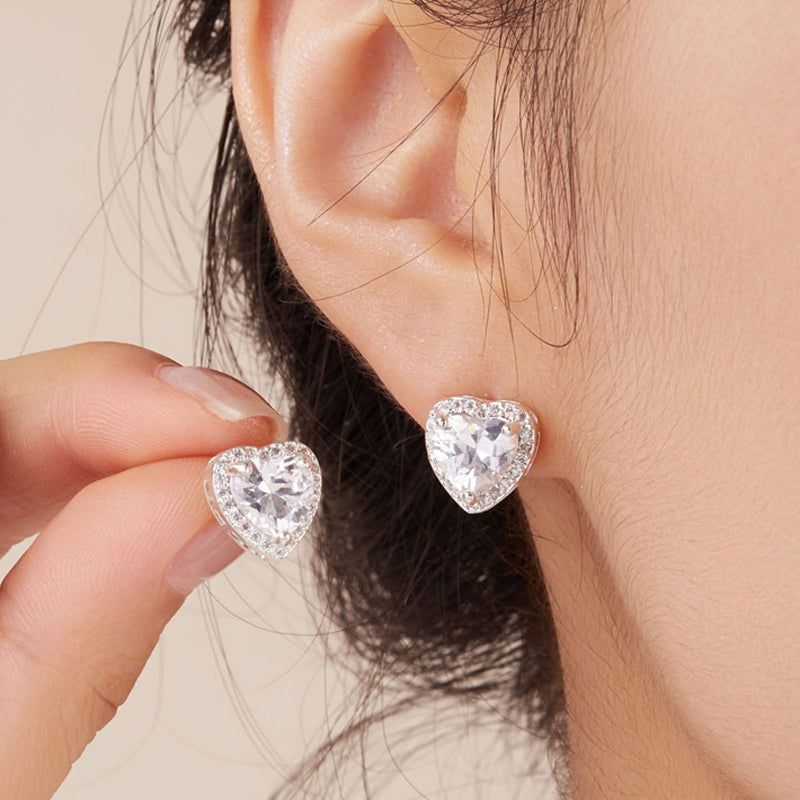 Herzförmiges Kristall-Schmuckset mit Halskette & Ohrsteckern