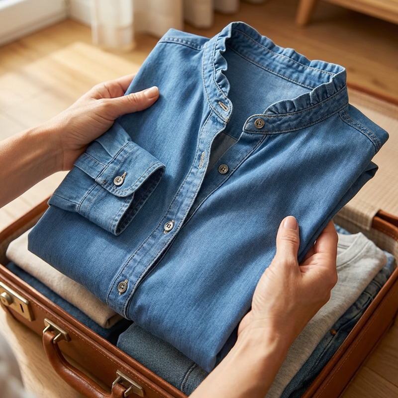 📢📢60 % Rabatt!! ⏰Damen-Freizeithemd mit Rüschen und V-Ausschnitt