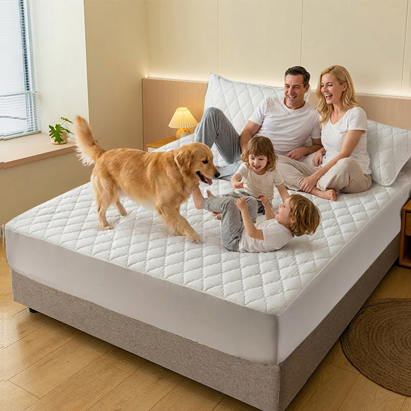 Wasserdichte Wattierte Matratzenauflage & Kissenbezüge Set