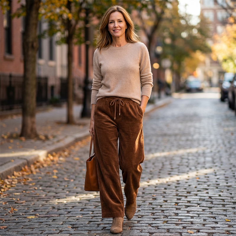 Lässige Cordhose mit lockerer Passform für Damen