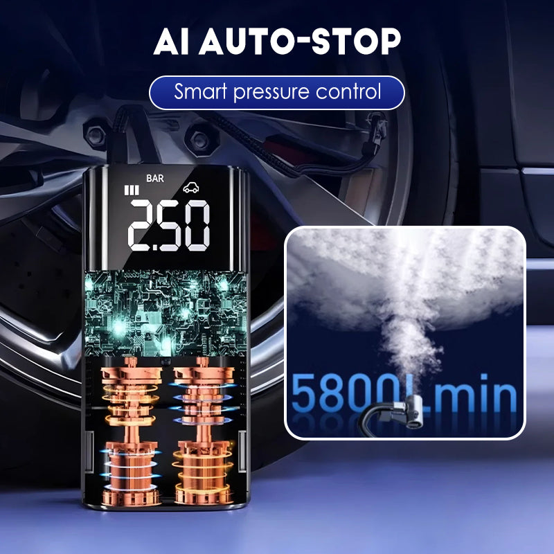 Kabellose, tragbare Autoluftpumpe mit LED-Licht