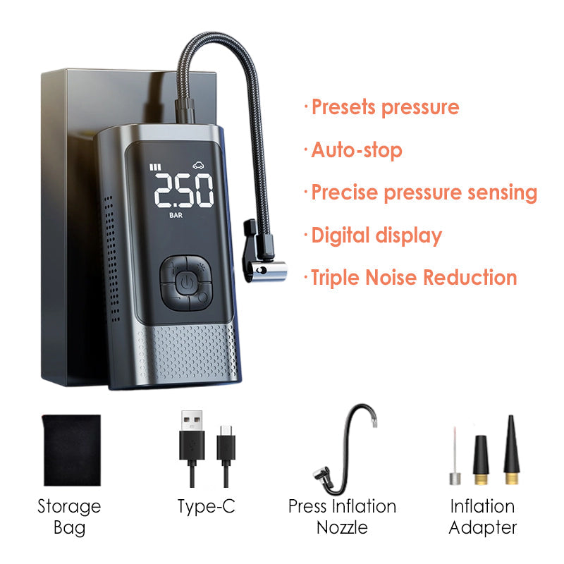 Kabellose, tragbare Autoluftpumpe mit LED-Licht