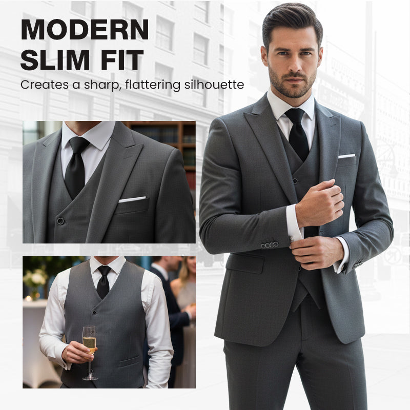 Herren Slim-Fit 3-teiliges Anzug-Set