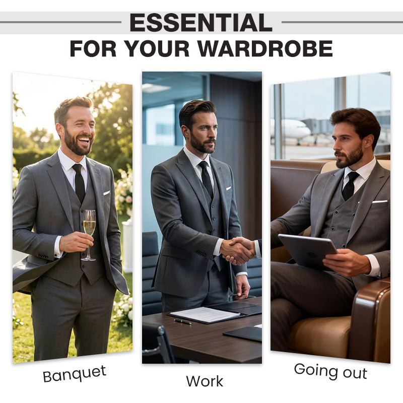 Herren Slim-Fit 3-teiliges Anzug-Set