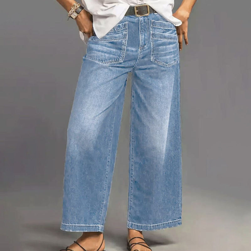 📢📢49% Rabatt!! ⏰Damen Casual High-Rise Weitbeinjeans