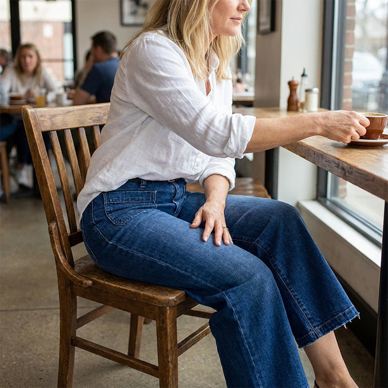 📢📢49% Rabatt!! ⏰Damen Casual High-Rise Weitbeinjeans