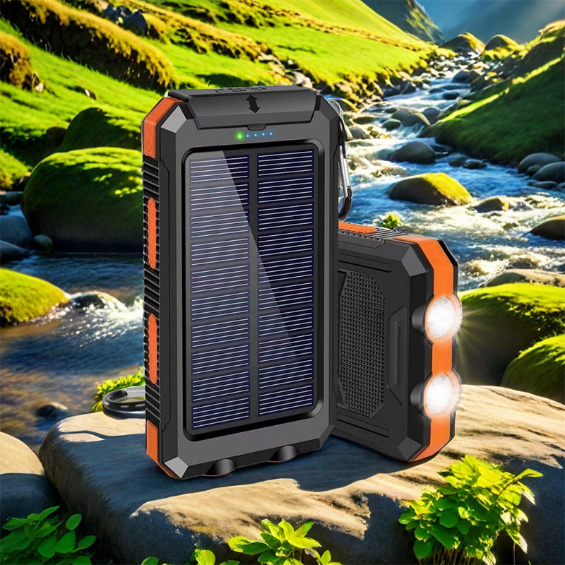 🔋 50% RABATT! ⚡ Tragbare Solar-Powerbank – Doppel-LED & Solarladung ✨