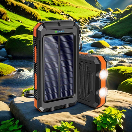 🔋 50% RABATT! ⚡ Tragbare Solar-Powerbank – Doppel-LED & Solarladung ✨