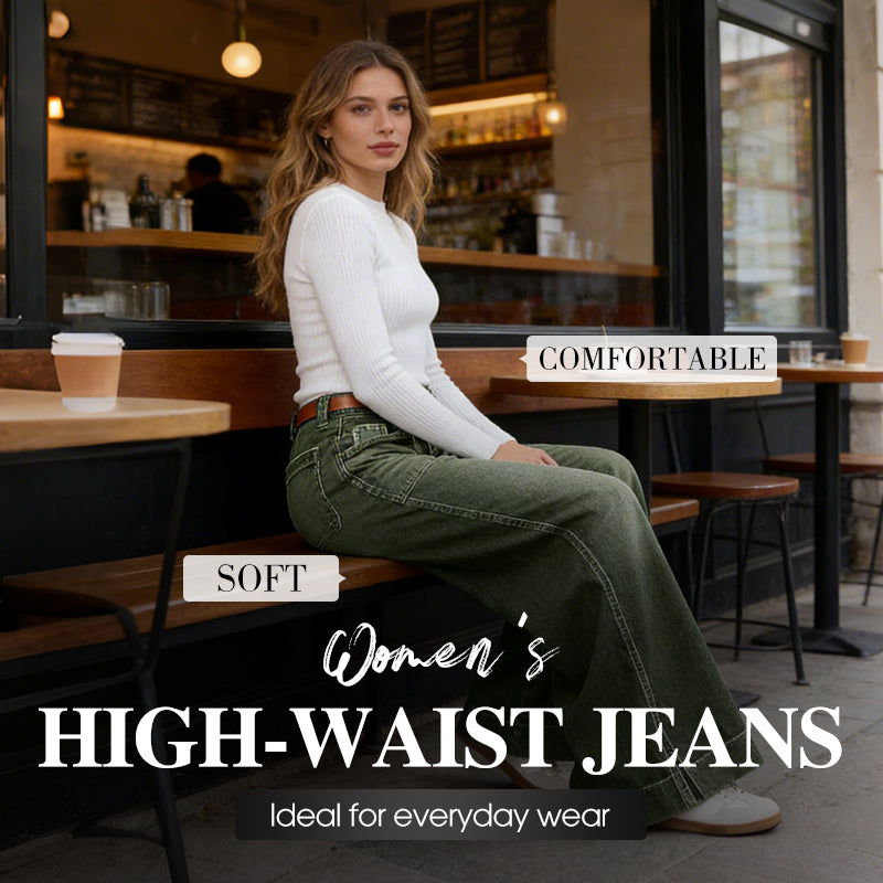 🔥Solange der Vorrat reicht 50 % Rabatt!🎉Damenjeans mit hoher Taille und weitem Bein