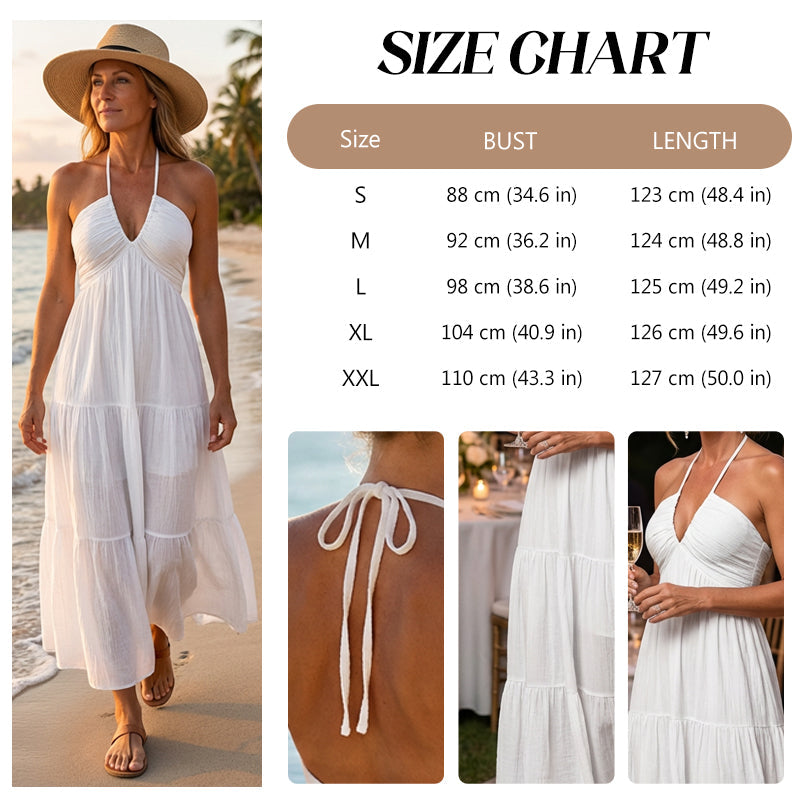 👗☀️ 50% RABATT! Halsfreies, rückenfreies Layering-Maxikleid – Bohemian Chic, fließend & perfekt für Frühling & Sommer ✨