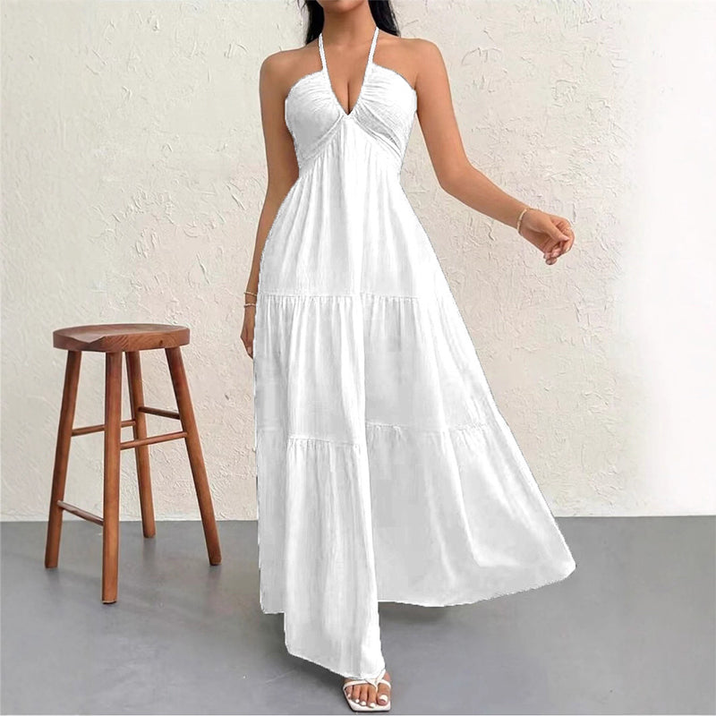 👗☀️ 50% RABATT! Halsfreies, rückenfreies Layering-Maxikleid – Bohemian Chic, fließend & perfekt für Frühling & Sommer ✨