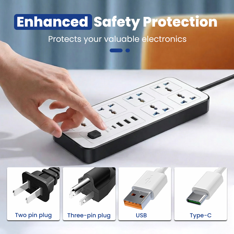 🔌 50 % RABATT ⚡ Mehrfachsteckdose mit langer Verlängerungsschnur – USB-Ports inklusive, Überspannungsschutz & kompaktes Design 📱