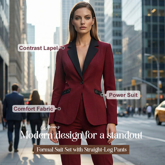 🌞Frühlingserwachen: 50% Rabatt!✨ Modernes Anzugset – Kontrastrevers & Strukturierte Silhouette, Elegant & Vielseitig für Büro & Festlichkeiten