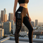 Damen-Mesh-High-Waist-Yogahose mit Taschen