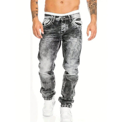 50% Rabatt 🎉– Kreative, schlichte Stretch-Jeans für Herren im Emotional-Rock-Stil👖