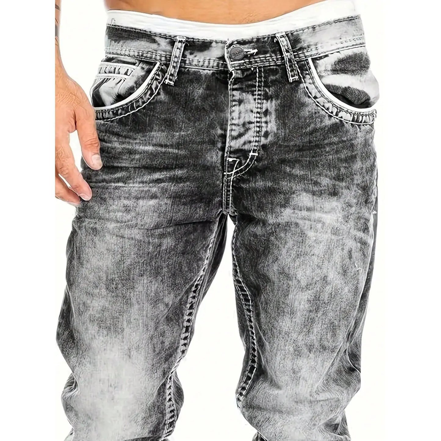 50% Rabatt 🎉– Kreative, schlichte Stretch-Jeans für Herren im Emotional-Rock-Stil👖