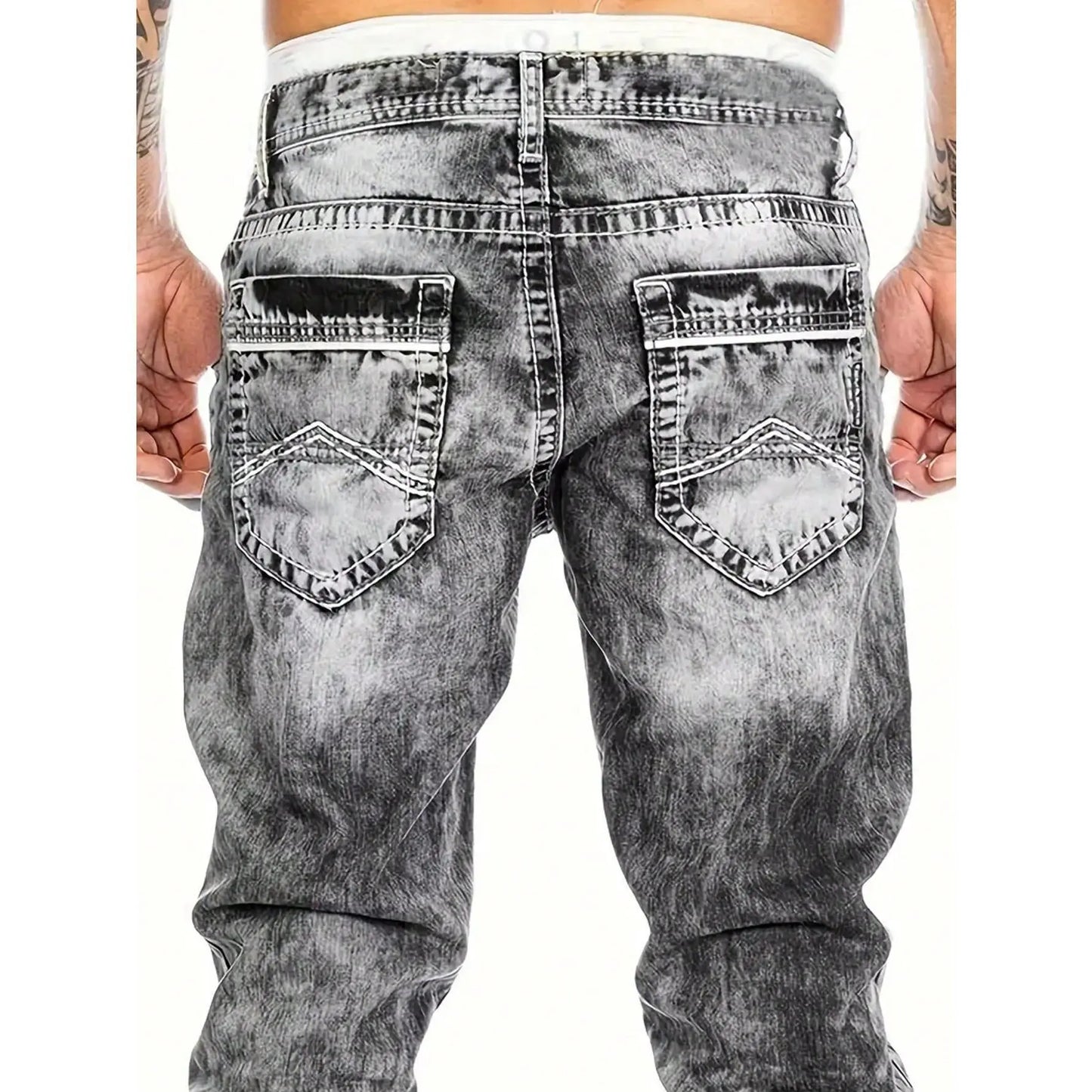 50% Rabatt 🎉– Kreative, schlichte Stretch-Jeans für Herren im Emotional-Rock-Stil👖