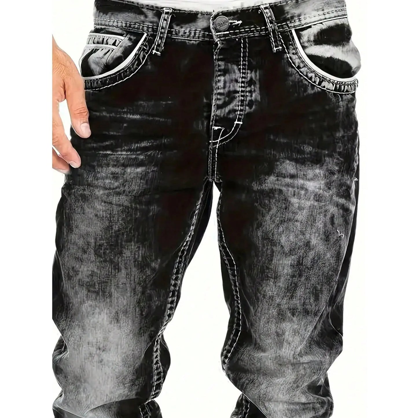 50% Rabatt 🎉– Kreative, schlichte Stretch-Jeans für Herren im Emotional-Rock-Stil👖