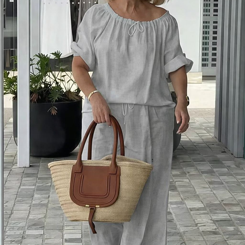 👚 50% RABATT! 🔥 Damen 2-teiliges Set aus Oberteil & Hose mit Kordelzug – Lockerer Schnitt, Weicher Stoff & Perfekt für Zuhause & Alltag 💞
