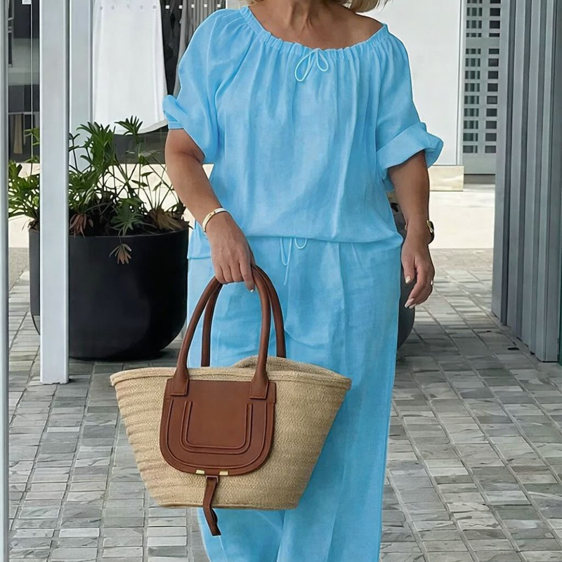 👚 50% RABATT! 🔥 Damen 2-teiliges Set aus Oberteil & Hose mit Kordelzug – Lockerer Schnitt, Weicher Stoff & Perfekt für Zuhause & Alltag 💞