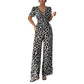 🐆✨ Damen Jumpsuit 2026 – Retro Leopardenmuster, V-Ausschnitt, Tailliert mit Falten, Weites Bein Y2K Style