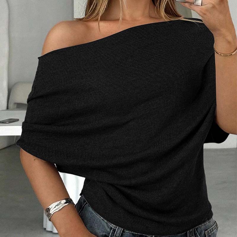 🔥Heißer Sale: 50% Rabatt!!🔥Asymmetrisches Off-Shoulder-Oberteil mit Fledermausärmeln für Damen