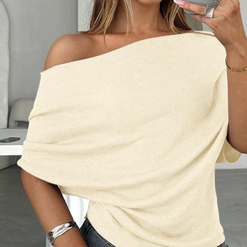🔥Heißer Sale: 50% Rabatt!!🔥Asymmetrisches Off-Shoulder-Oberteil mit Fledermausärmeln für Damen