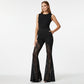 📢📢50 % RABATT!! ⏰Ausgestellte Hose mit transparentem Blumenmuster und Spitzeneinsatz