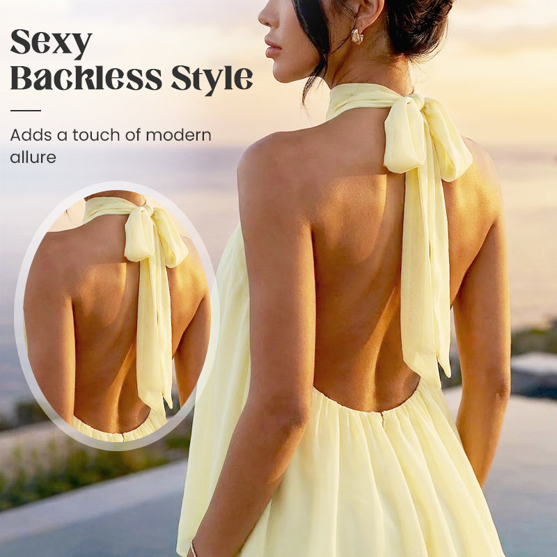 🥳2026 HEISSER SALE🥳💞50K+ VERKAUFT!💕🌸 50% RABATT! Damen Neckholder Minikleid – Lockere, schmeichelhafte Passform, fließt wunderschön. Auffälliger rückenfreier Stil hält Sie kühl. Lässig oder elegant kombinierbar. Größen S-2XL. 👗✅