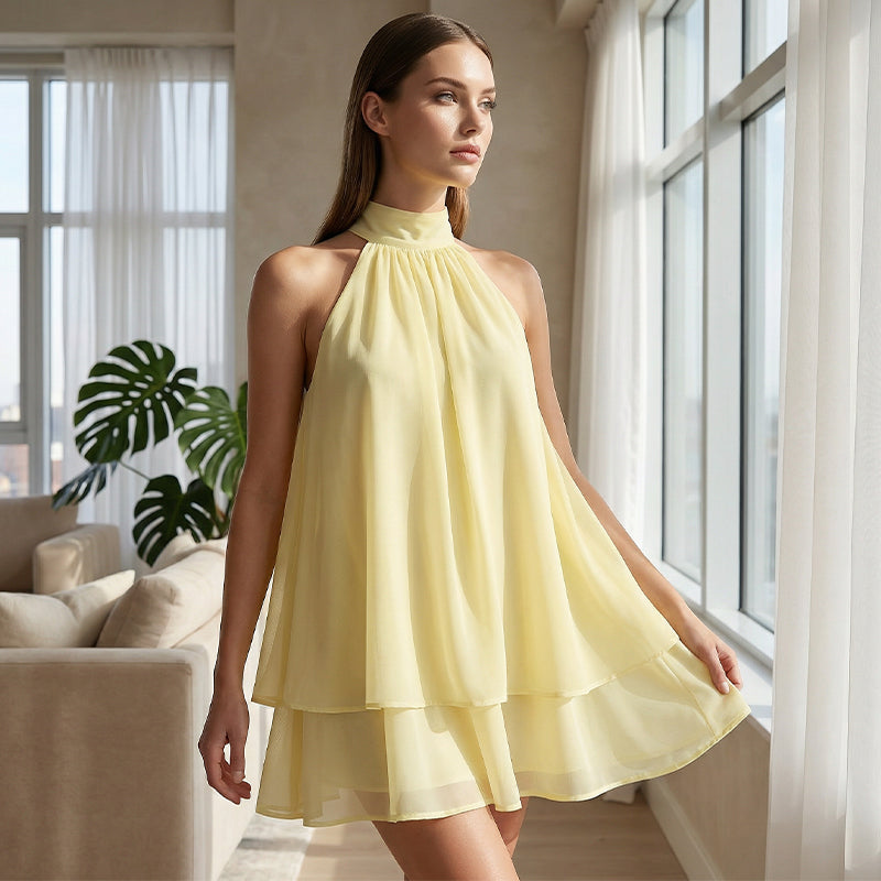 🥳2026 HEISSER SALE🥳💞50K+ VERKAUFT!💕🌸 50% RABATT! Damen Neckholder Minikleid – Lockere, schmeichelhafte Passform, fließt wunderschön. Auffälliger rückenfreier Stil hält Sie kühl. Lässig oder elegant kombinierbar. Größen S-2XL. 👗✅