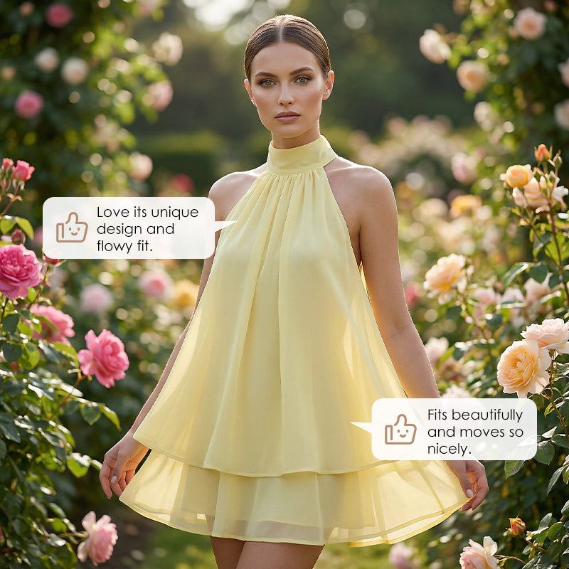 🥳2026 HEISSER SALE🥳💞50K+ VERKAUFT!💕🌸 50% RABATT! Damen Neckholder Minikleid – Lockere, schmeichelhafte Passform, fließt wunderschön. Auffälliger rückenfreier Stil hält Sie kühl. Lässig oder elegant kombinierbar. Größen S-2XL. 👗✅